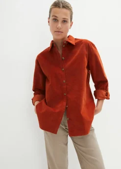 Camisa de pana con abertura lateral