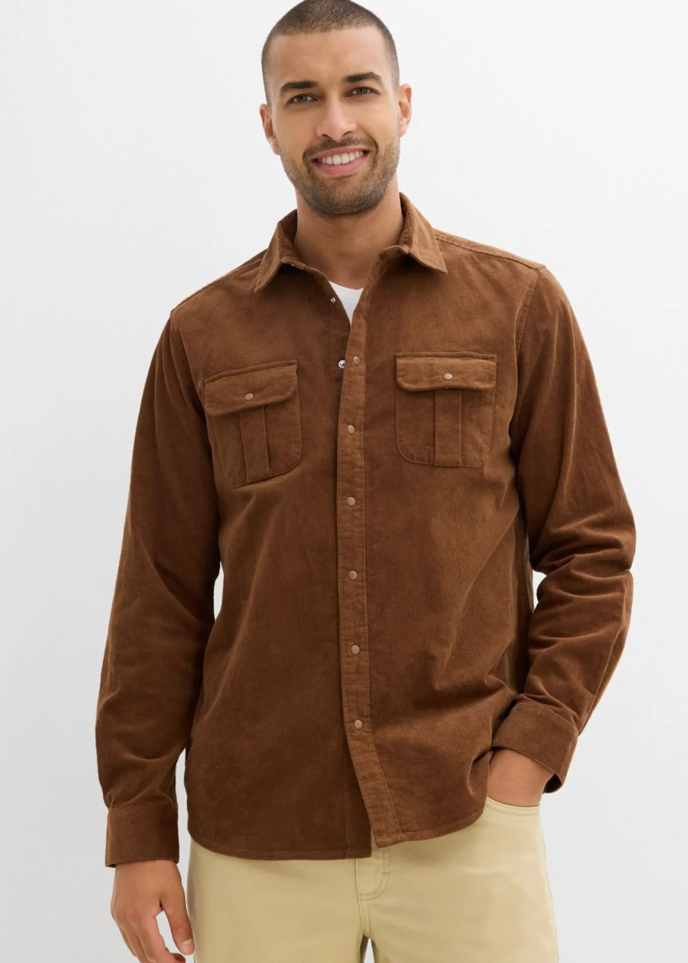 Camisa de pana elástica con algodón