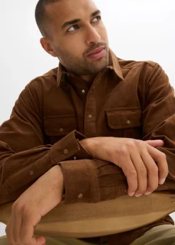 Camisa de pana elástica con algodón