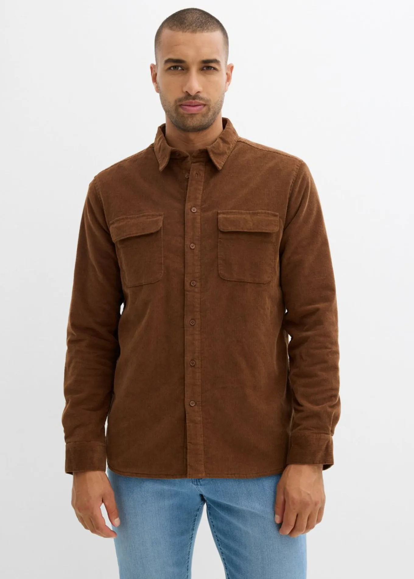 Camisa de pana térmica con tejido elástico y forro polar cálido