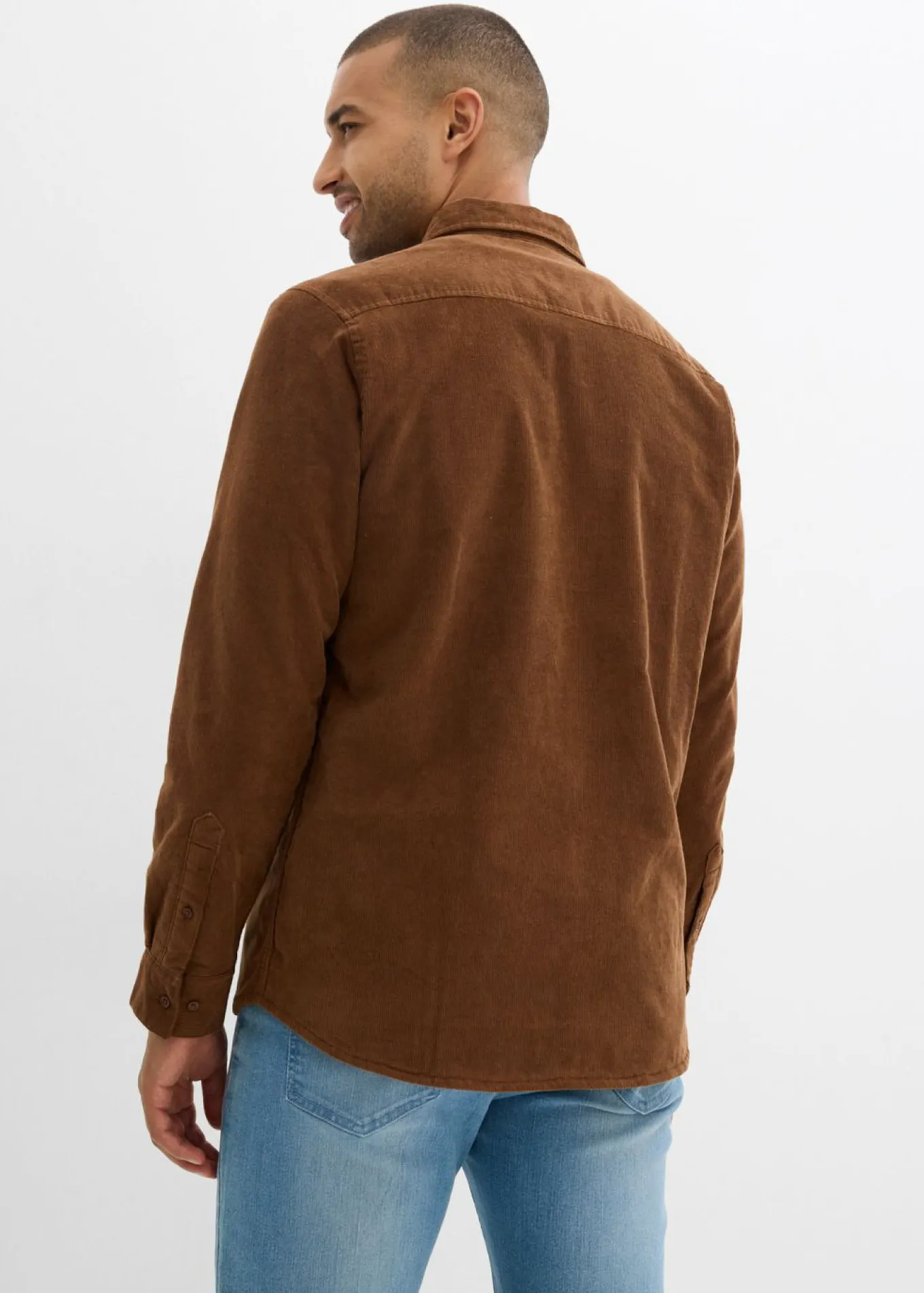 Camisa de pana térmica con tejido elástico y forro polar cálido