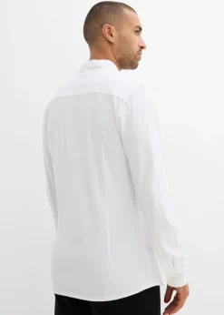 Camisa elástica de piqué de algodón con corte ajustado