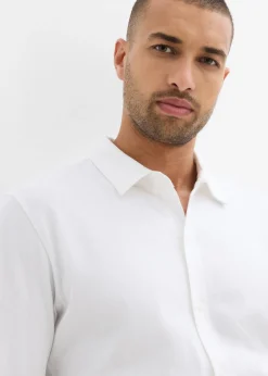Camisa elástica de piqué de algodón con corte ajustado