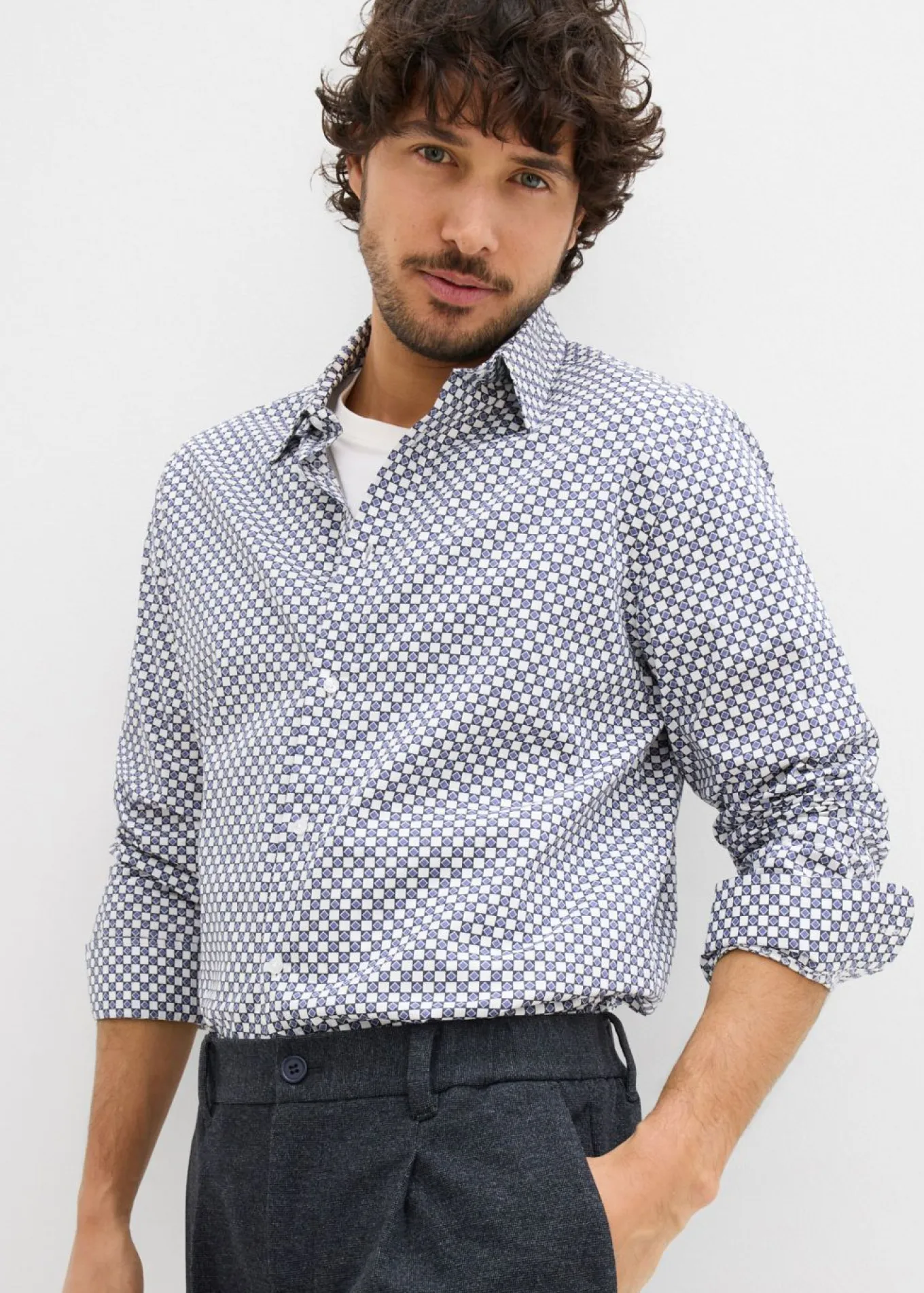 Camisa formal de algodón puro, modern fit