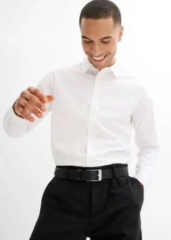 Camisa formal de algodón puro con corte regular que no requiere planchado