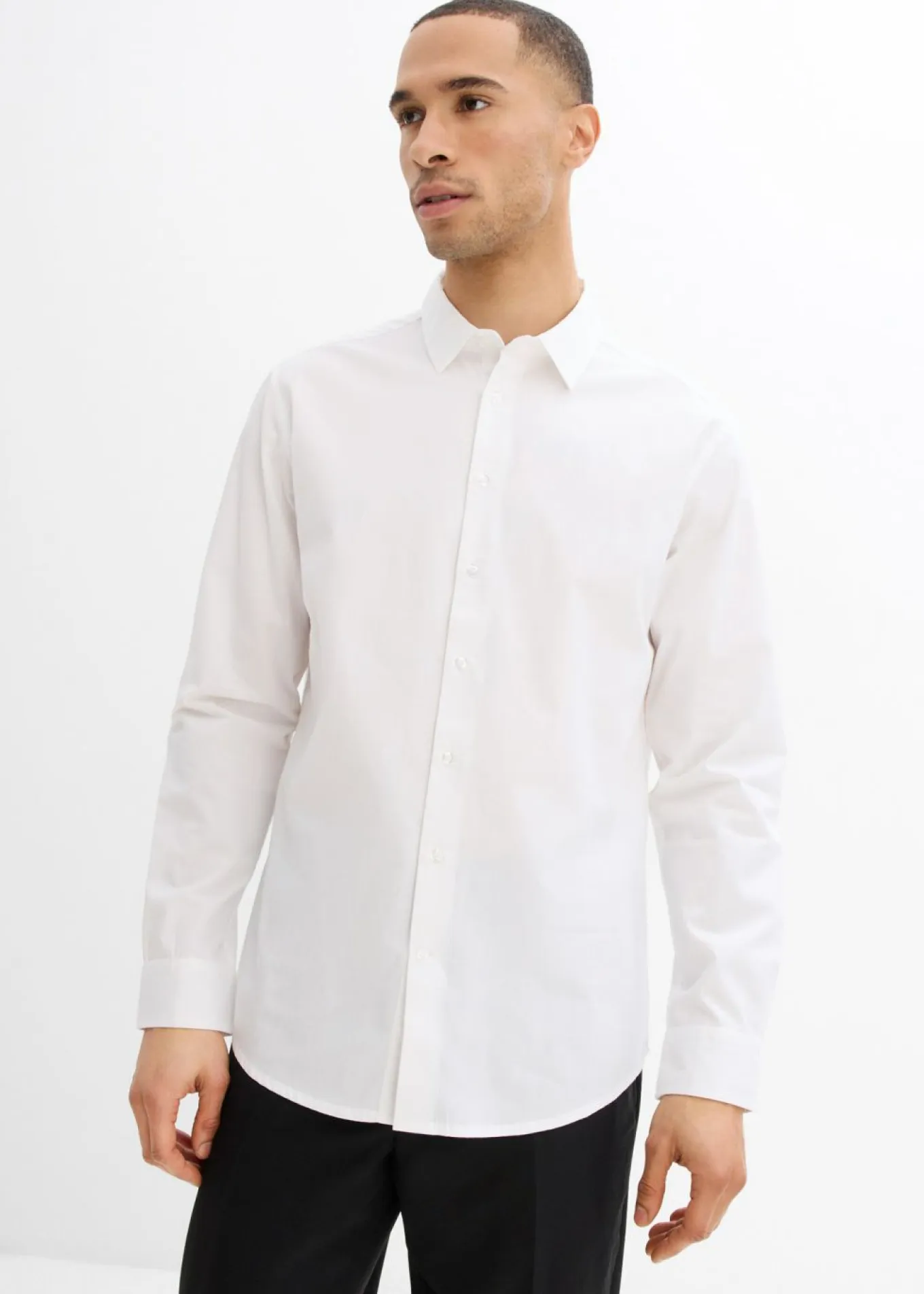 Camisa formal de algodón puro con corte regular que no requiere planchado