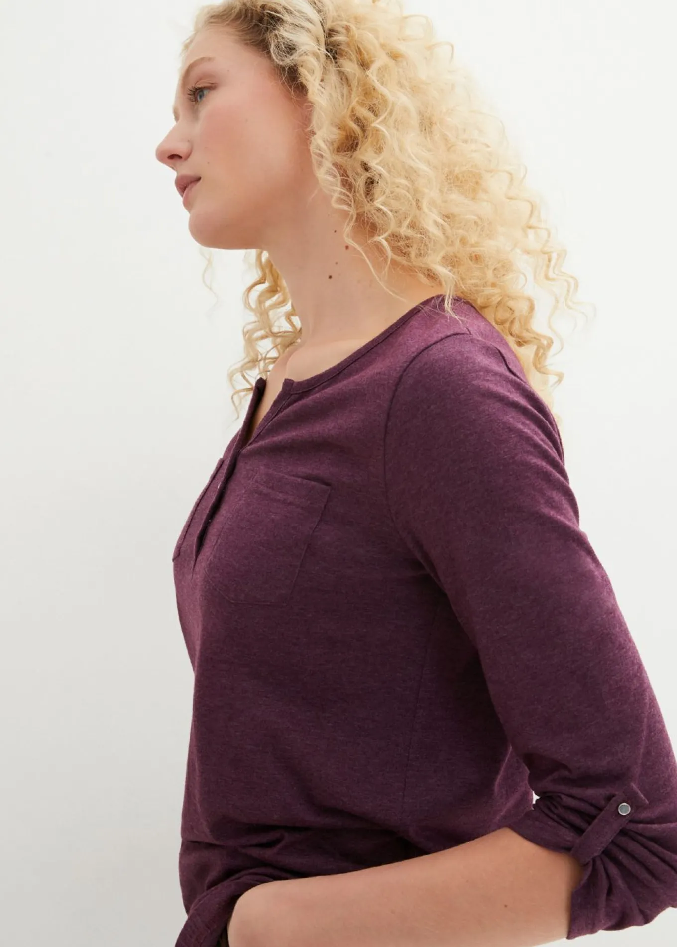 Camisa henley de algodón con botones