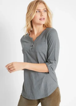 Camisa henley de algodón con botones