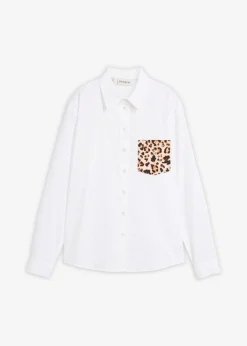 Camisa oversize con bolsillo en contraste