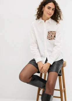 Camisa oversize con bolsillo en contraste