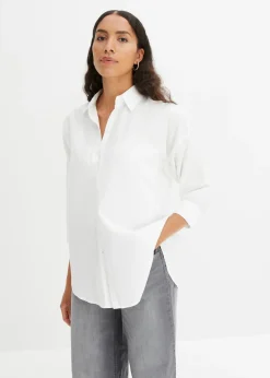 Camisa oversize de algodón con mangas 3/4