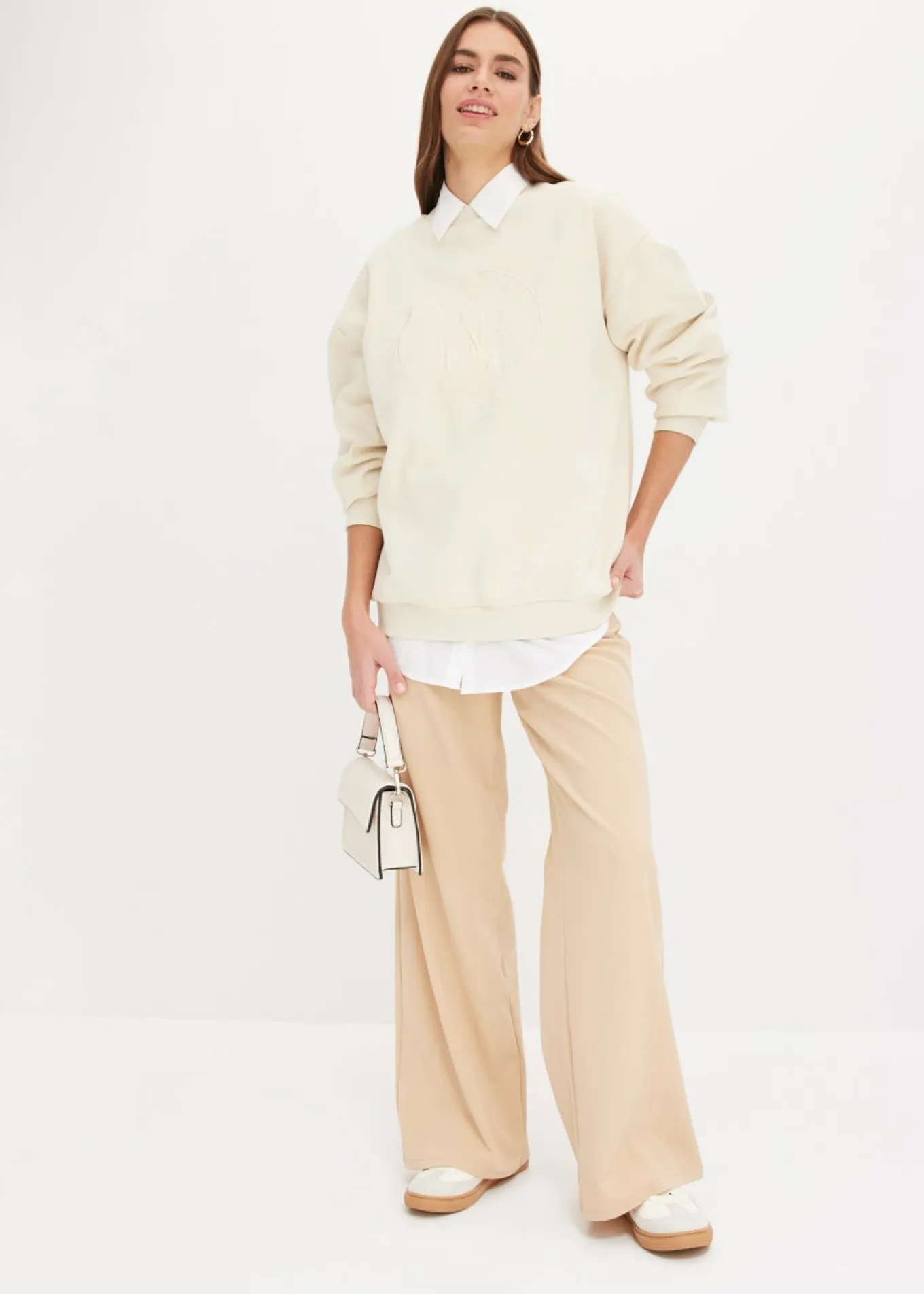 Camisa oversize de algodón con mangas 3/4