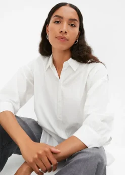 Camisa oversize de algodón con mangas 3/4