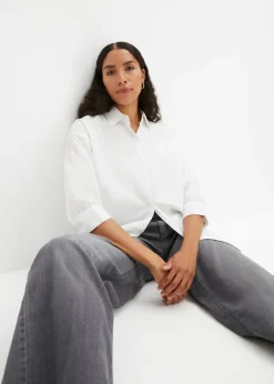 Camisa oversize de algodón con mangas 3/4