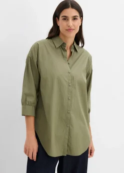 Camisa oversize de algodón con mangas 3/4