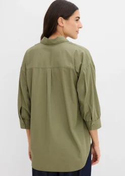 Camisa oversize de algodón con mangas 3/4
