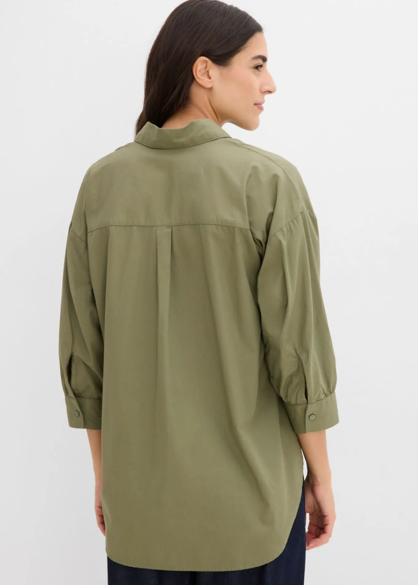 Camisa oversize de algodón con mangas 3/4