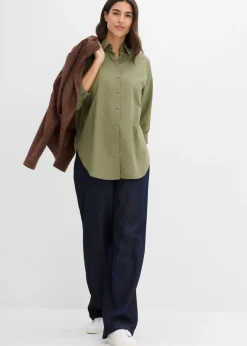 Camisa oversize de algodón con mangas 3/4