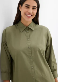 Camisa oversize de algodón con mangas 3/4