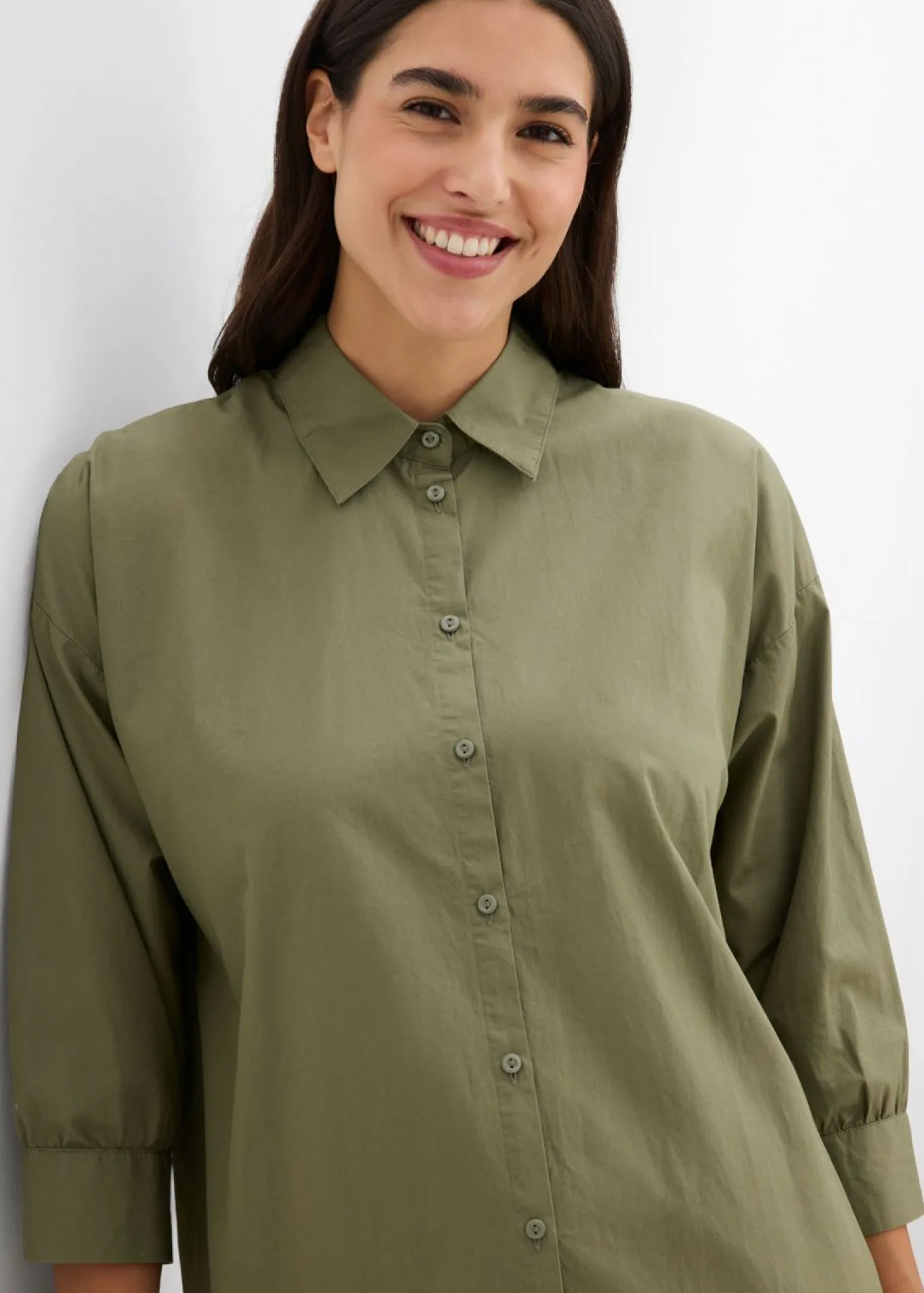 Camisa oversize de algodón con mangas 3/4