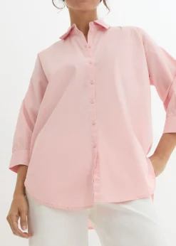 Camisa oversize de algodón con mangas 3/4