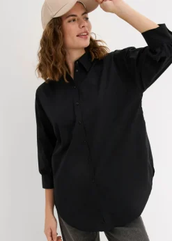 Camisa oversize de algodón con mangas 3/4