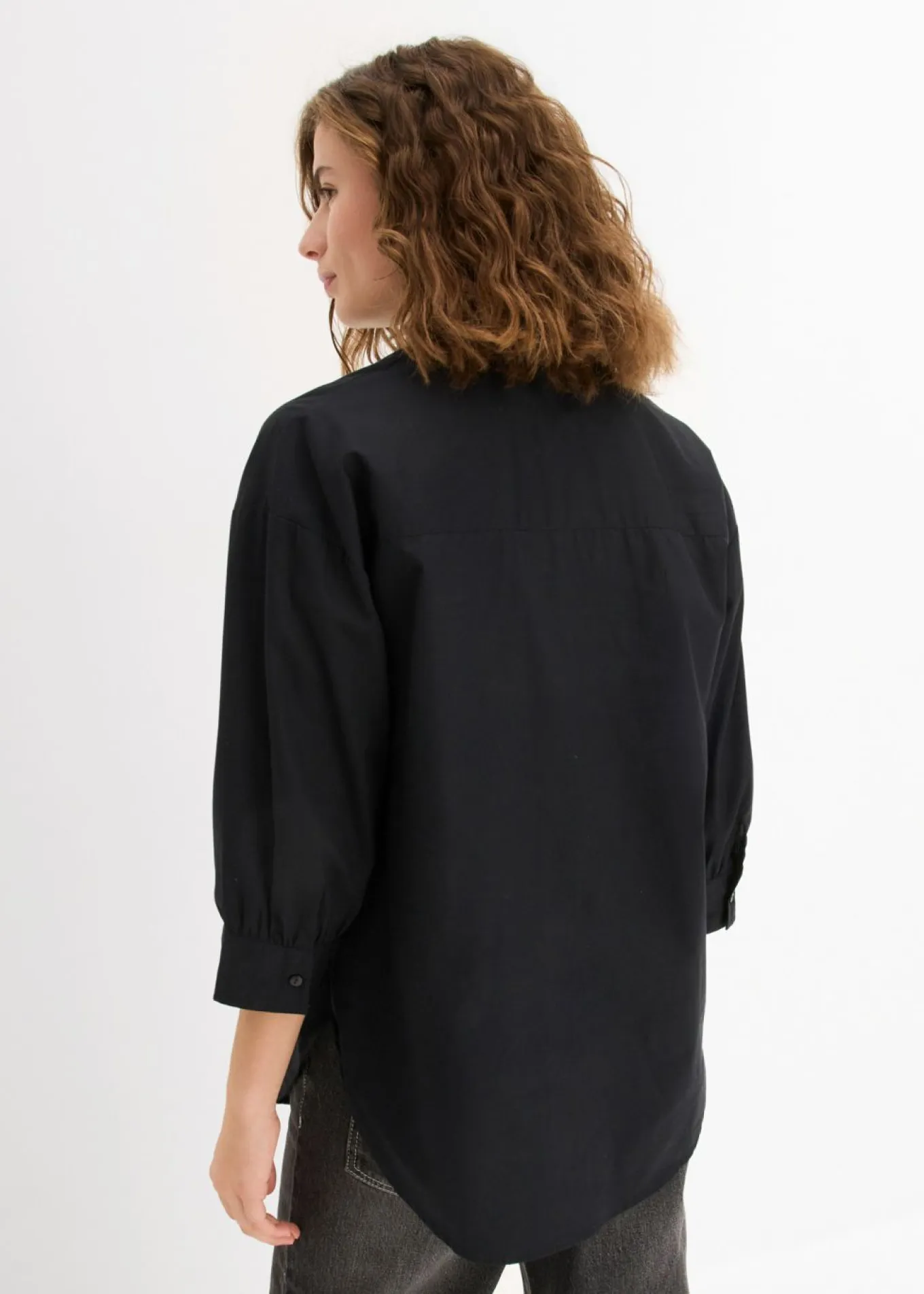 Camisa oversize de algodón con mangas 3/4
