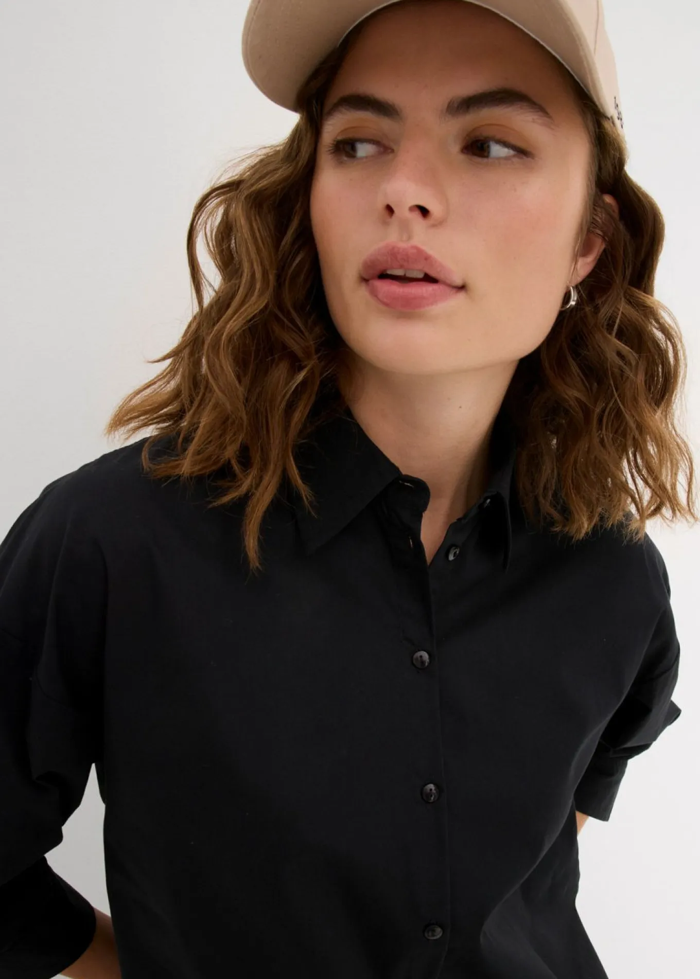 Camisa oversize de algodón con mangas 3/4