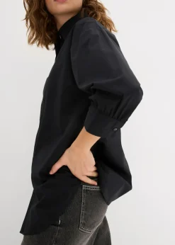 Camisa oversize de algodón con mangas 3/4