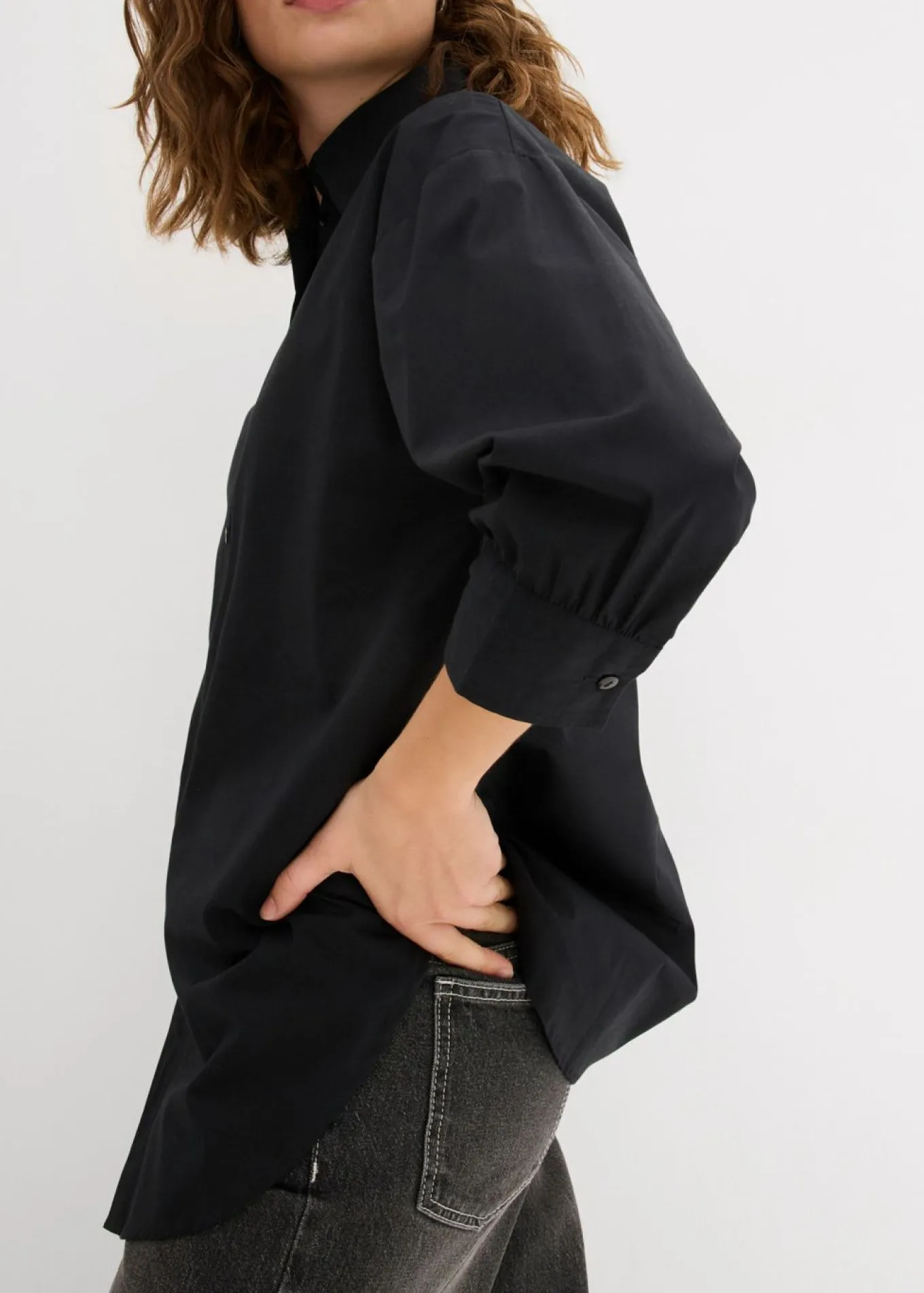 Camisa oversize de algodón con mangas 3/4
