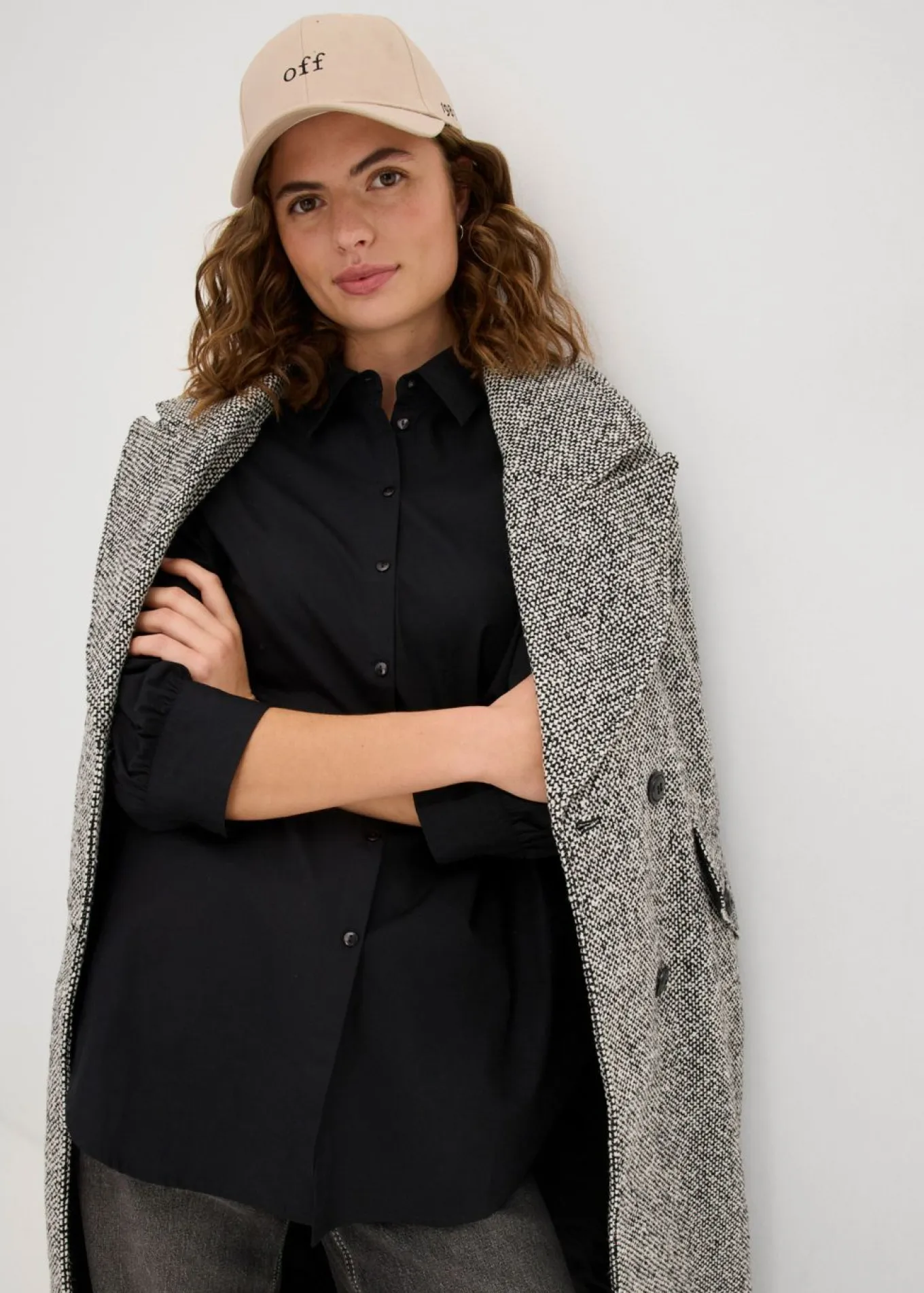 Camisa oversize de algodón con mangas 3/4