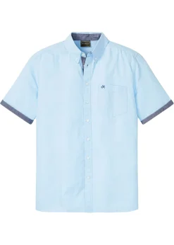 Camisa Oxford de manga corta de algodón puro