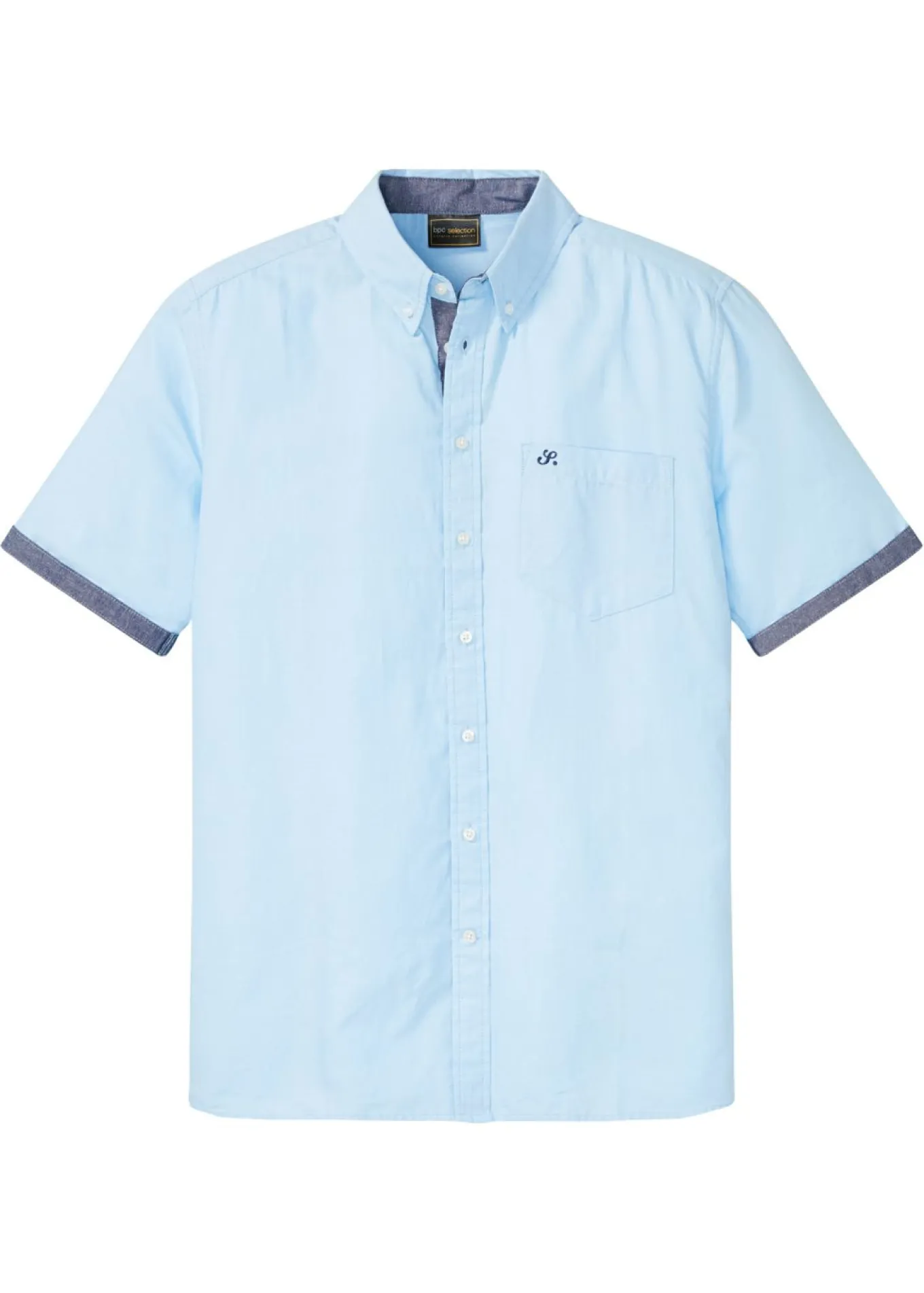 Camisa Oxford de manga corta de algodón puro