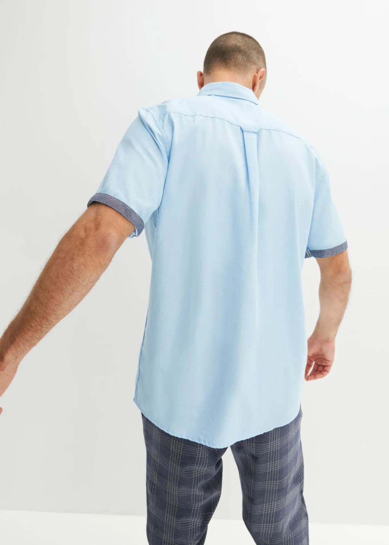 Camisa Oxford de manga corta de algodón puro