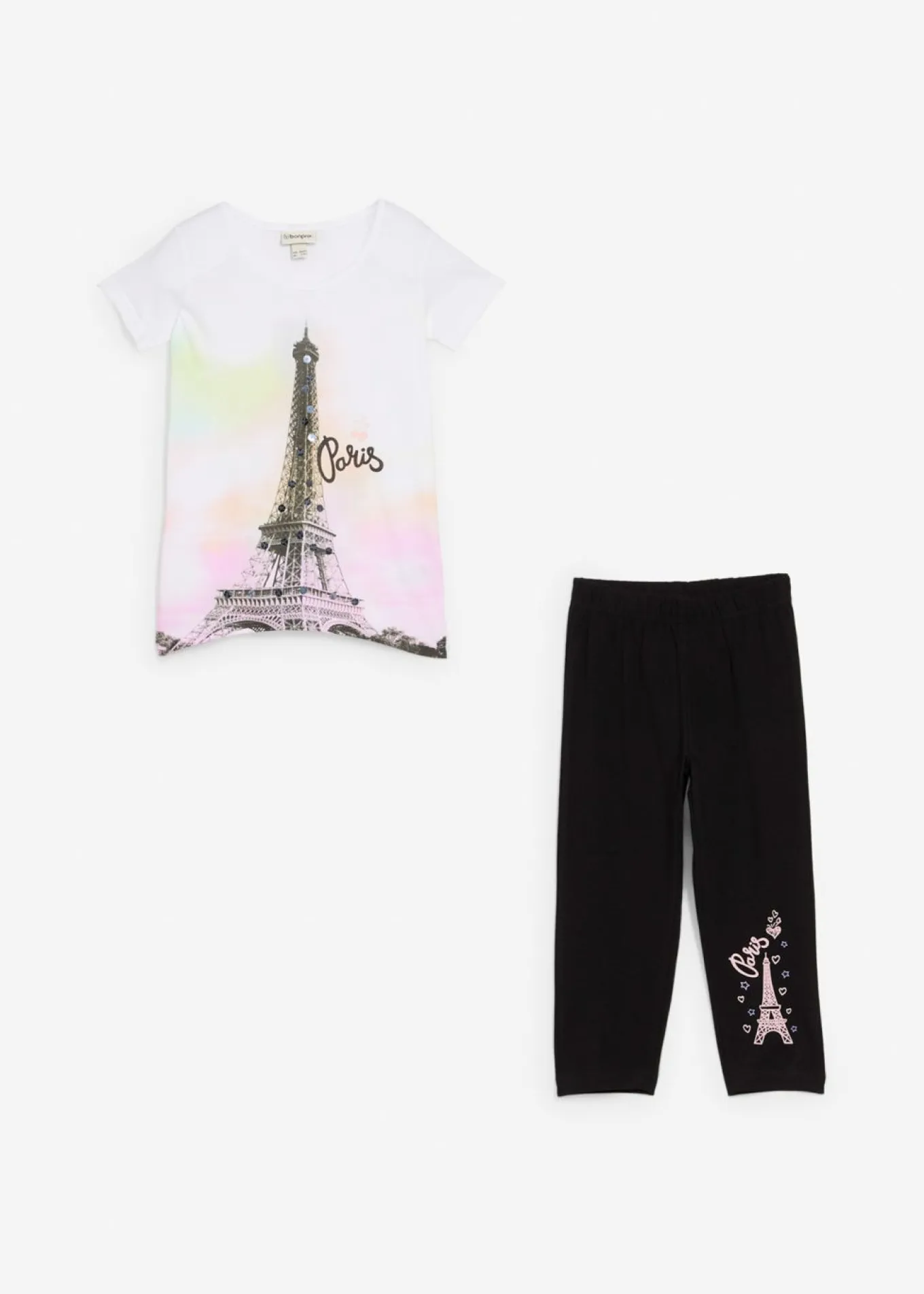 Camiseta + leggings capri de algodón orgánico puro (2 unidades)