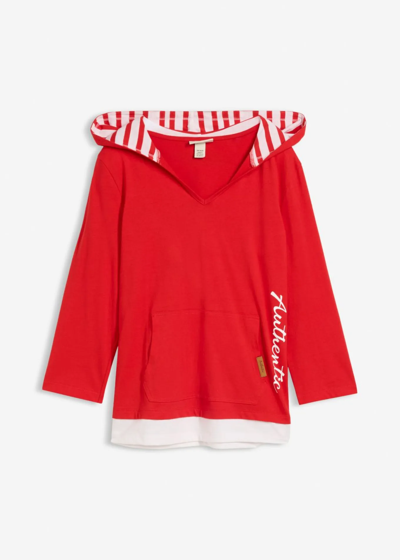 Camiseta con capucha de algodón puro con mangas 3/4