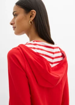 Camiseta con capucha de algodón puro con mangas 3/4