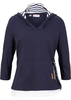 Camiseta con capucha de algodón puro con mangas 3/4