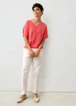 Camiseta con contenido de seda e inserto de tejido