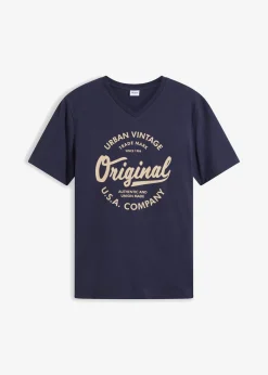 Camiseta con cuello en V de algodón puro