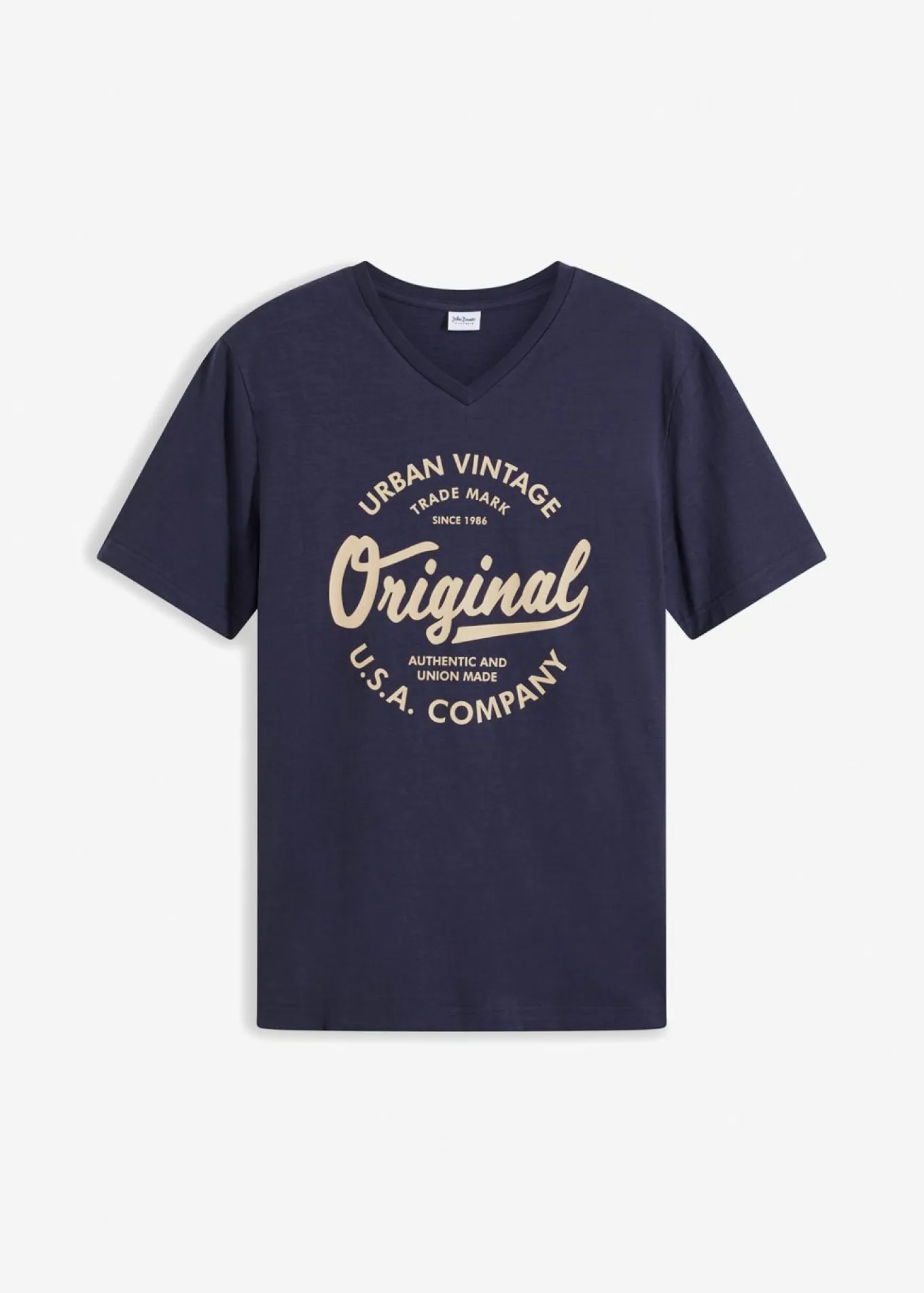 Camiseta con cuello en V de algodón puro
