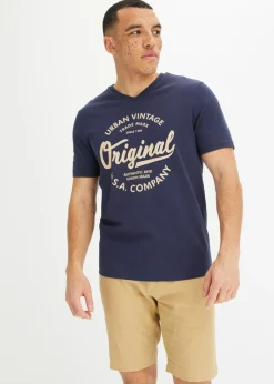 Camiseta con cuello en V de algodón puro