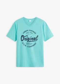 Camiseta con cuello en V de algodón puro