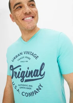 Camiseta con cuello en V de algodón puro
