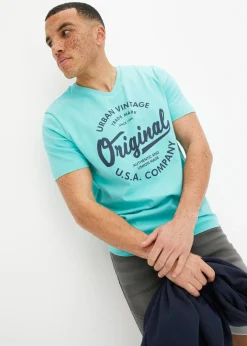 Camiseta con cuello en V de algodón puro