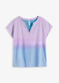 Camiseta con cuello henley y efecto ombré