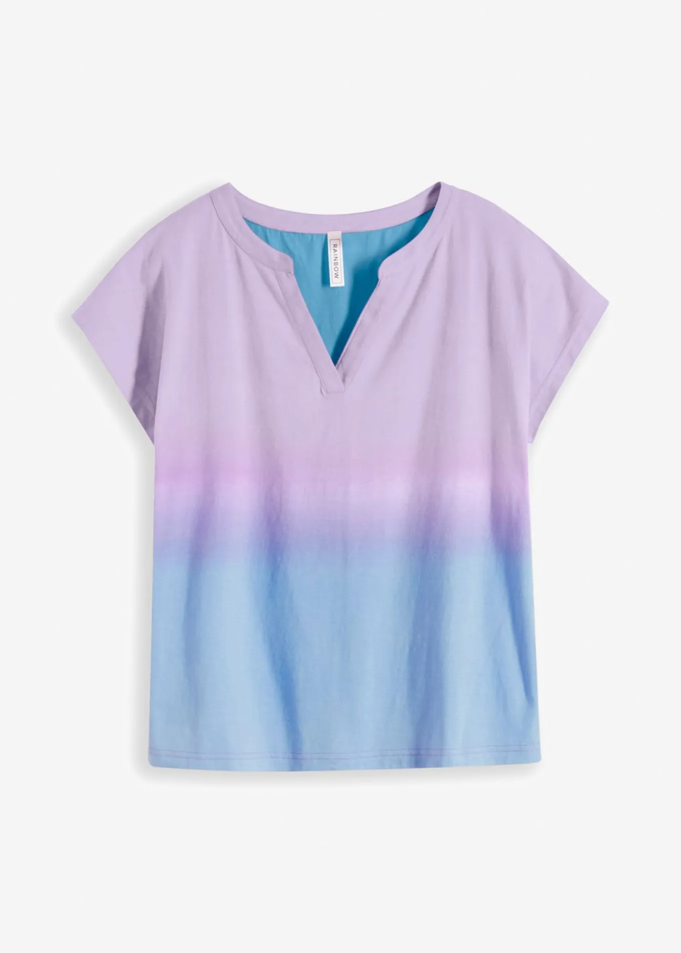 Camiseta con cuello henley y efecto ombré