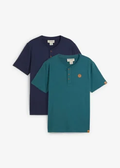 Camiseta con cuello henley (2 unidades) de algodón orgánico puro