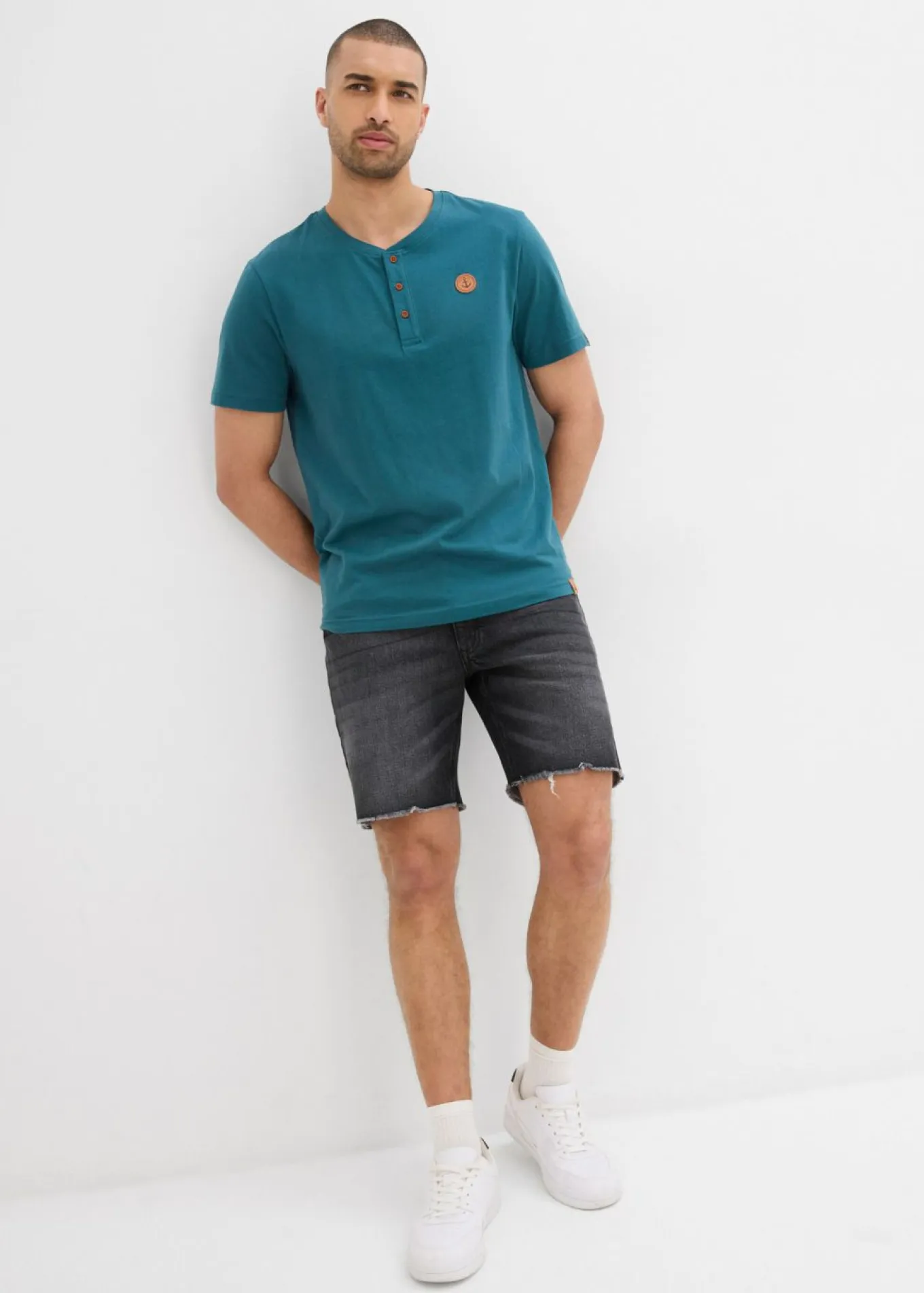 Camiseta con cuello henley (2 unidades) de algodón orgánico puro