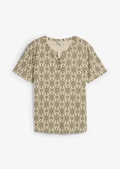 Camiseta con cuello henley de algodón puro